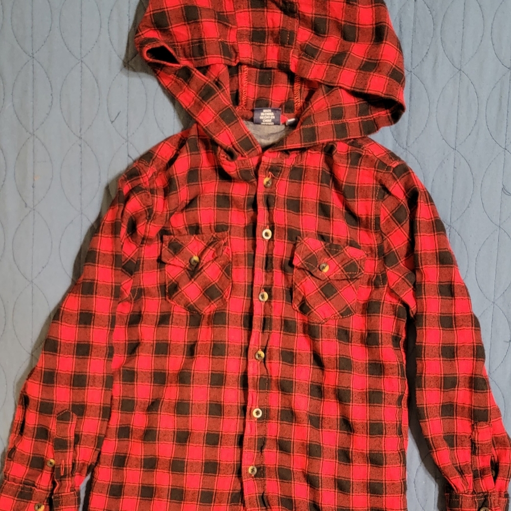 Buffalo Plaid Hooded Button-Down